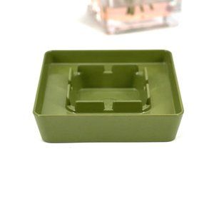 RARE 1960s Vintage Avocado Green Square Ashtray Plastic EUC 5"x5"
